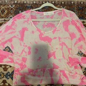 Pink and White Tie-Dye Sweater
